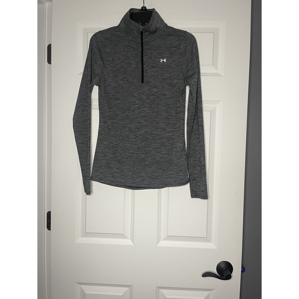 Under armour heat gear loose fit Half zip Pullover Top Gray Heathered Small
